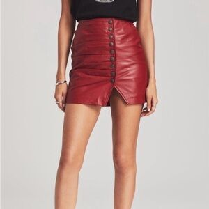 Retrofete Red Leather Willa Skirt